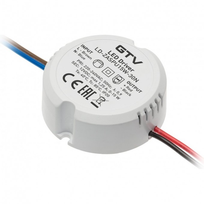 Блок питания для светодиодов GTV LED 15W LD-ZASPU15W-30N Блок питания для светодиодов GTV LED 15W LD-ZASPU15W-30N