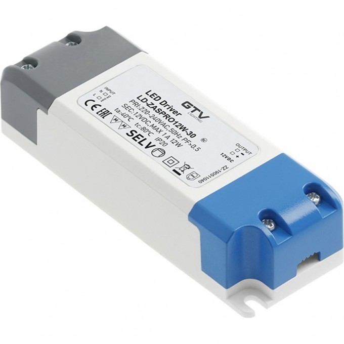 Блок питания GTV 12W для светодиодов LD-ZASPRO12W-30 Блок питания GTV 12W для светодиодов LD-ZASPRO12W-30