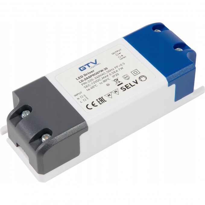 Блок питания GTV 7W для светодиодов LD-ZASPRO07W-30 Блок питания GTV 7W для светодиодов LD-ZASPRO07W-30