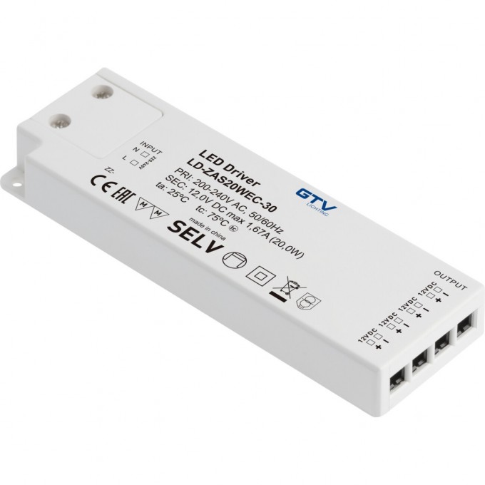Блок питания GTV SLIM EASY CLICK 20W LD-ZAS20WEC-30 Блок питания GTV SLIM EASY CLICK 20W LD-ZAS20WEC-30