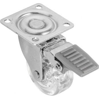 Колесико силиконовое прозрачное с тормозом, FI-50 GTV KM-AH50MM-00