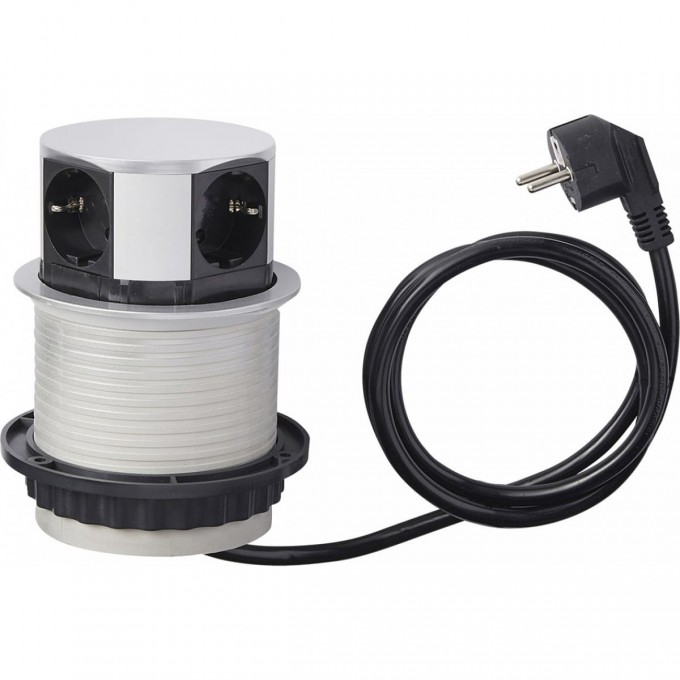 Удлинитель круглый врезной, 4 розетки CHARGER, цвет алюминий GTV AE-BPW4S100-53 Удлинитель круглый врезной, 4 розетки CHARGER, цвет алюминий GTV AE-BPW4S100-53