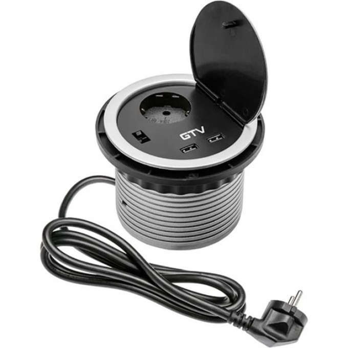 Удлинитель настольный CHARGER врезной 1 розетка SCHUKO, цвет серебро GTV AE-BPW1S2UCH-80 Удлинитель настольный CHARGER врезной 1 розетка SCHUKO, цвет серебро GTV AE-BPW1S2UCH-80